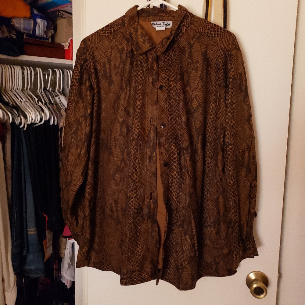 Michael Taylor Brown Snake Print Shirt